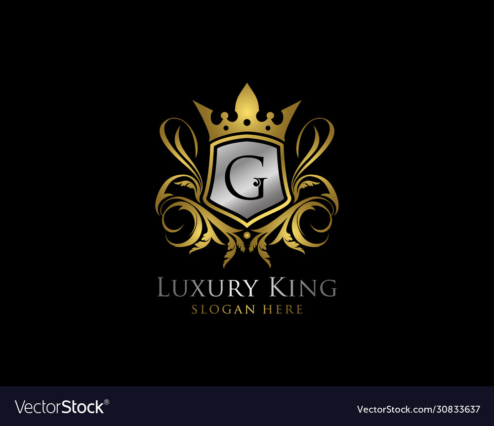 Luxury king g letter gold logo golden classic