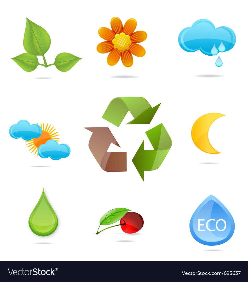 Nature green symbols set