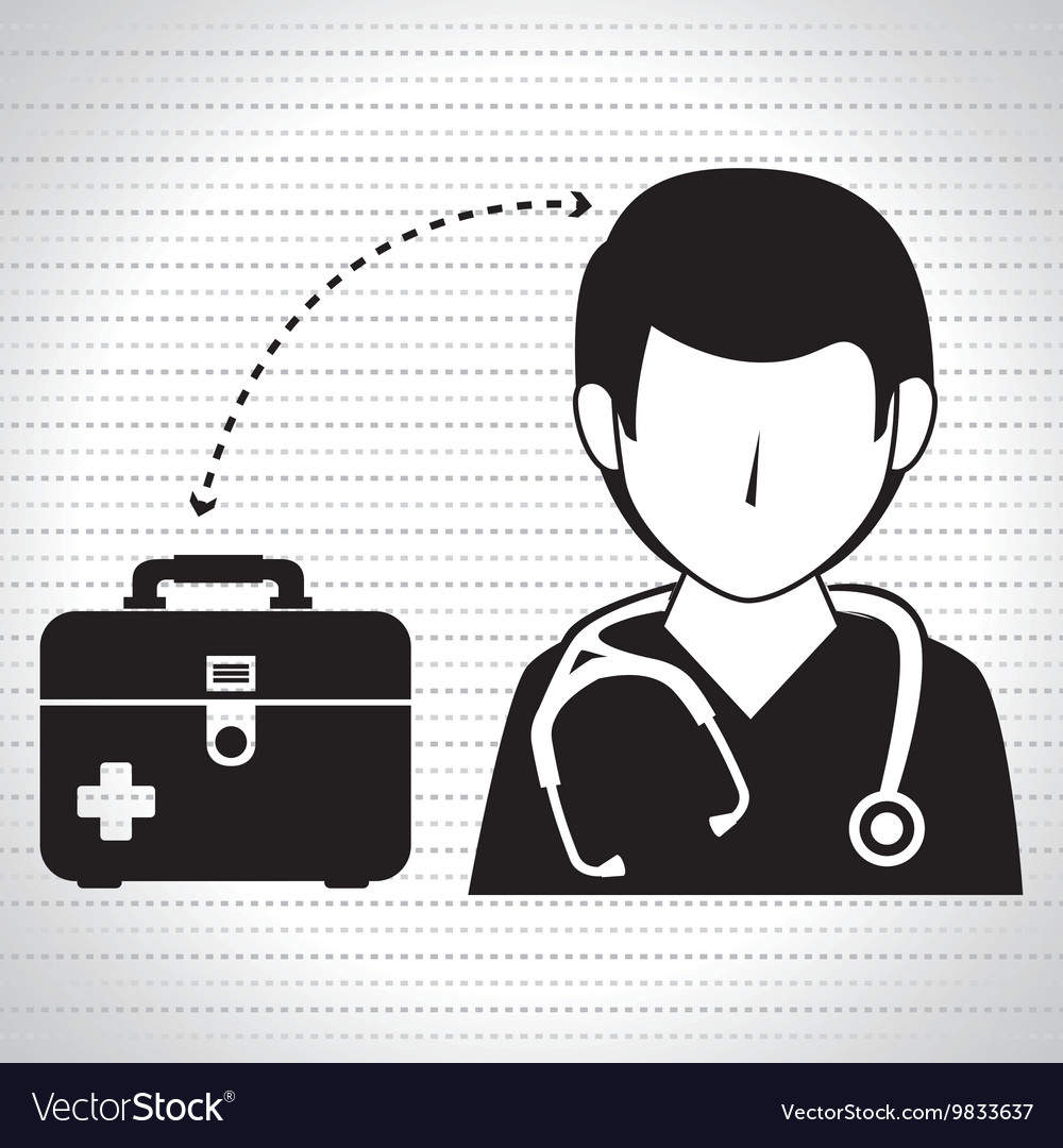 Nurse man and first aid kit isolated icon design