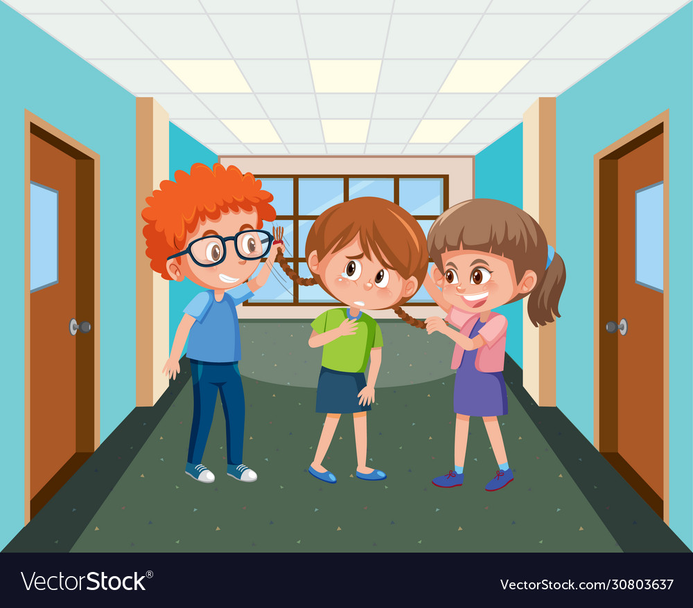 Scene with kid bullying their friend at school Vector Image