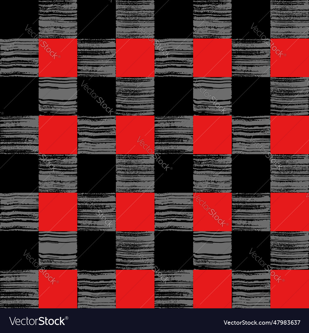 Seamless pattern with black and red squares