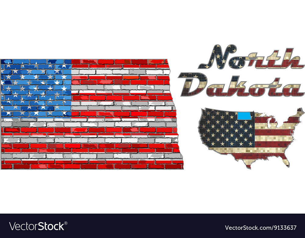 Usa state of north dakota on a brick wall