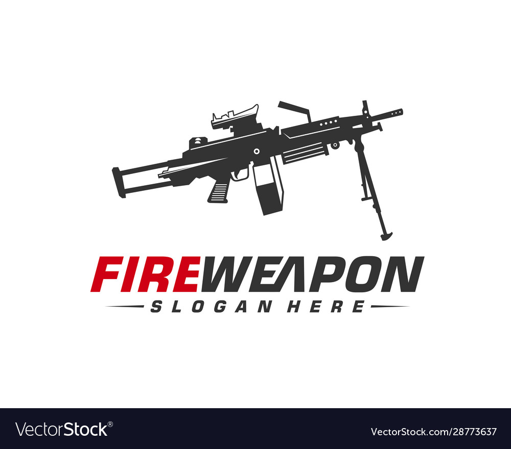 Weapon fire logo design machine gun