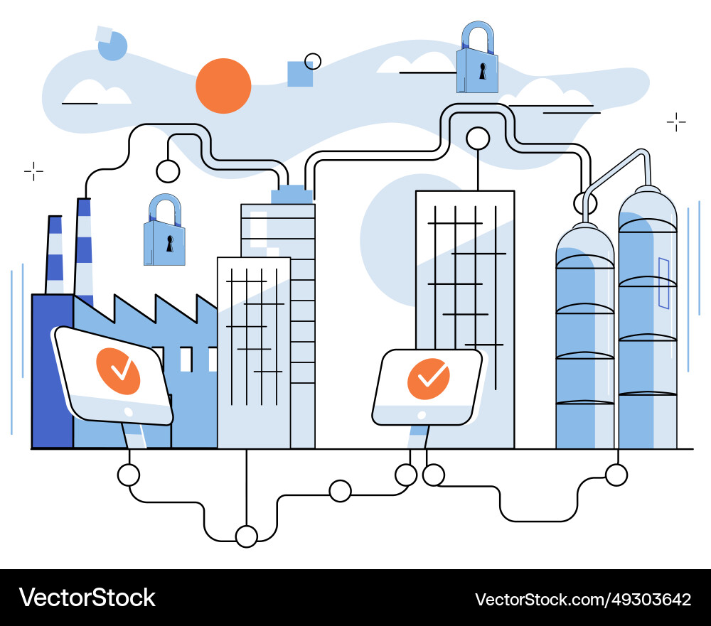 Industrial cybersecurity antivirus software Vector Image