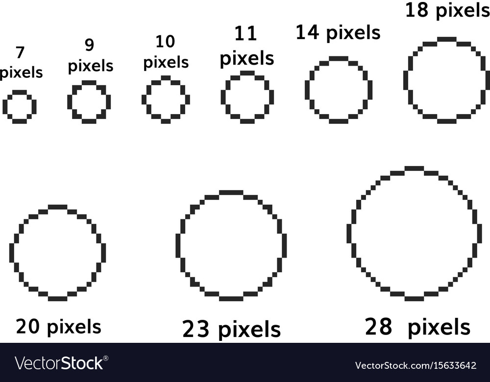 Pixel Circles Set 9 Pixel Round Template Vector Image