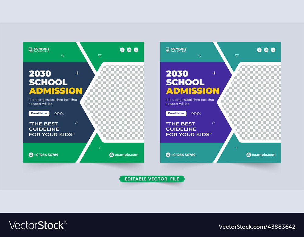 School admission social media post template Vector Image