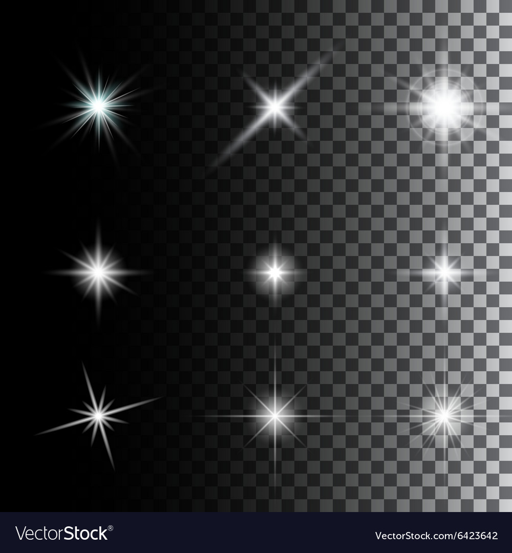 Set of glowing light effect stars Royalty Free Vector Image