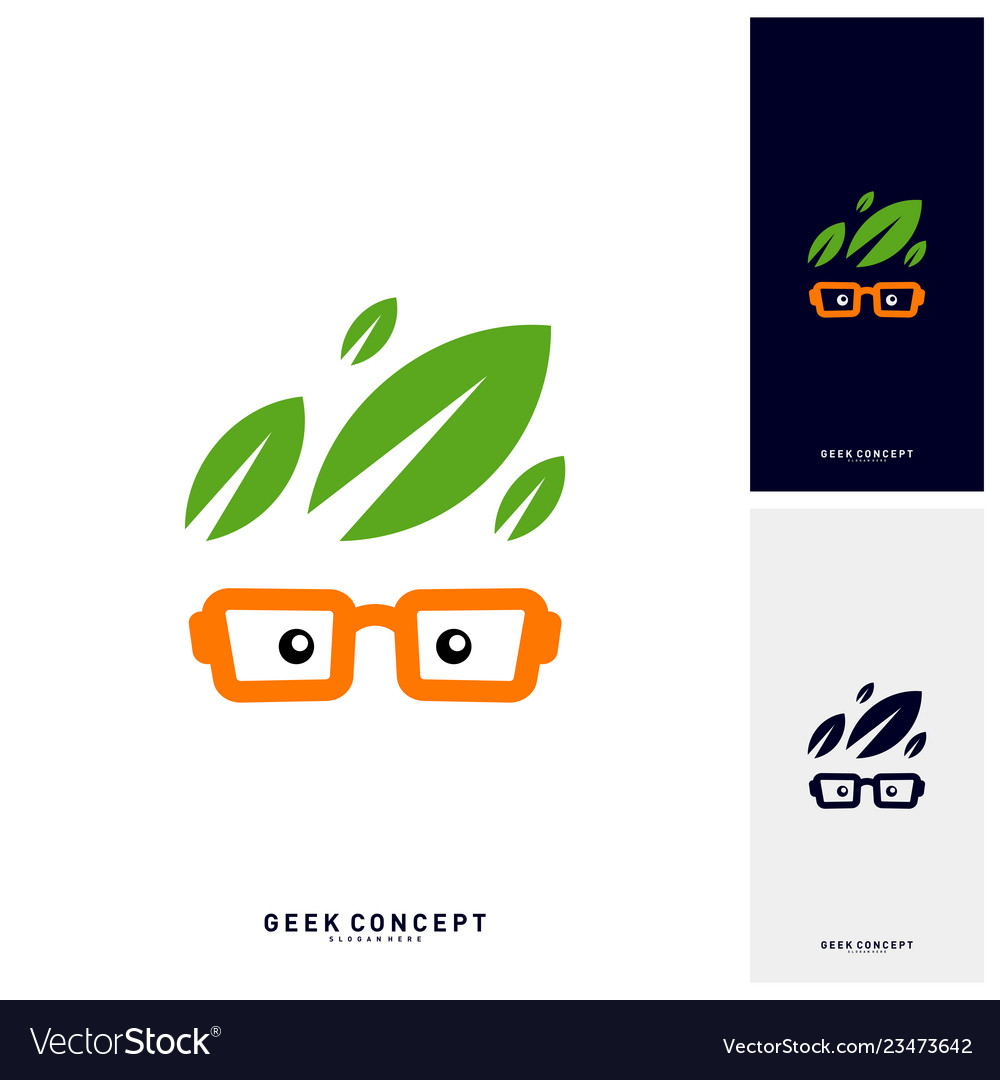 Social geek with leaf logo concept nature