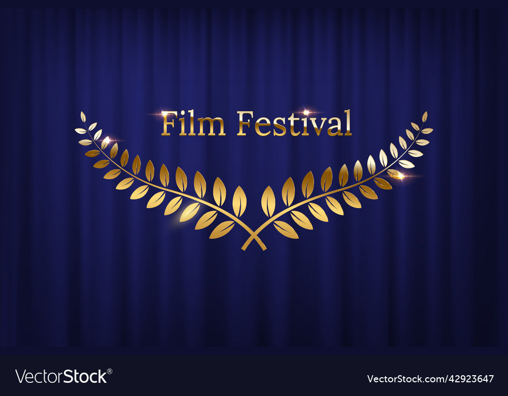 Golden shiny award laurel wreaths and film