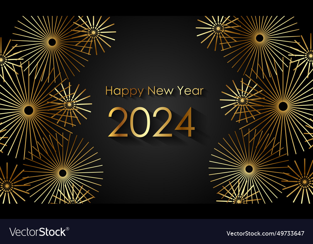 Happy new year 2024 elegant gold text Royalty Free Vector