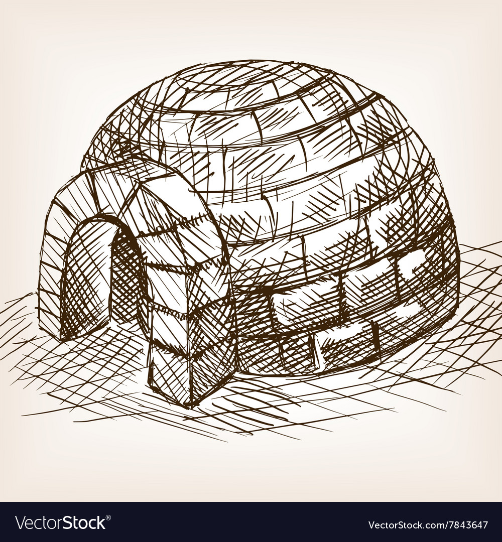 Igloo snow house hand drawn sketch Royalty Free Vector Image