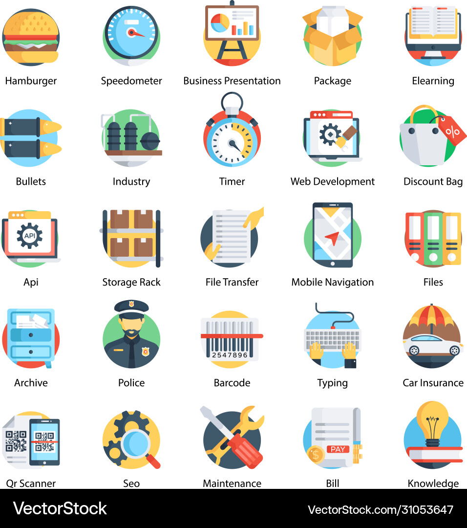 Pack colorful rounded Royalty Free Vector Image