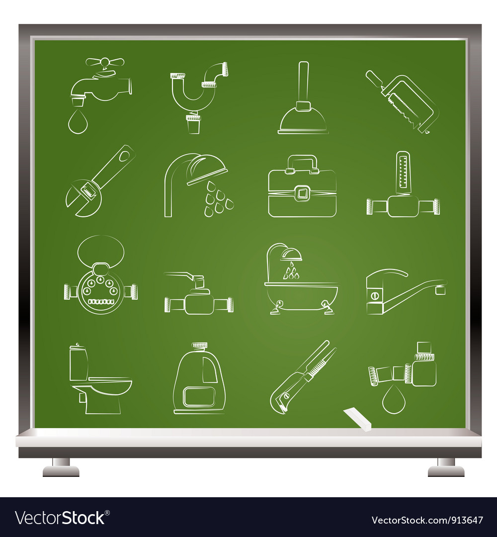 Plumbing Objects And Tools Icons Royalty Free Vector Image