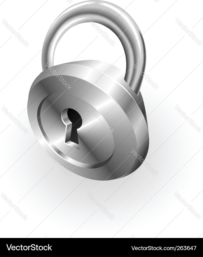Silver metallic padlock Royalty Free Vector Image