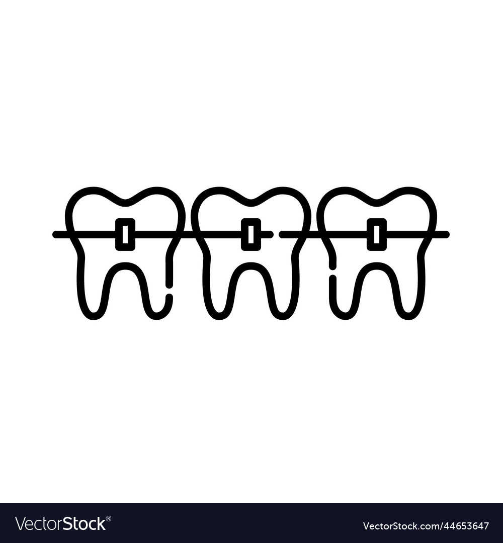 Teeth with braces orthodontist treatment pixel Vector Image