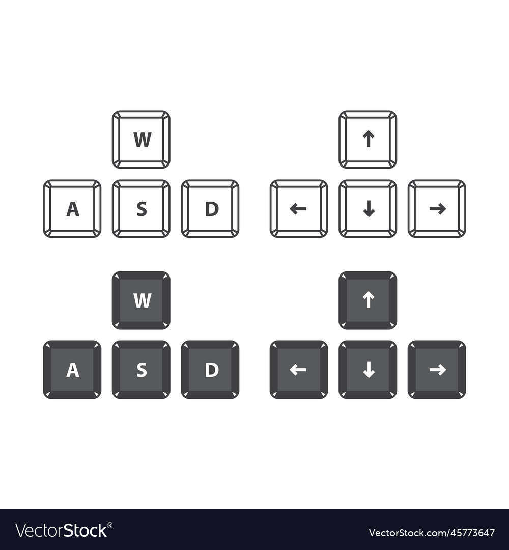 Wasd direction gaming keys on keyboard icon