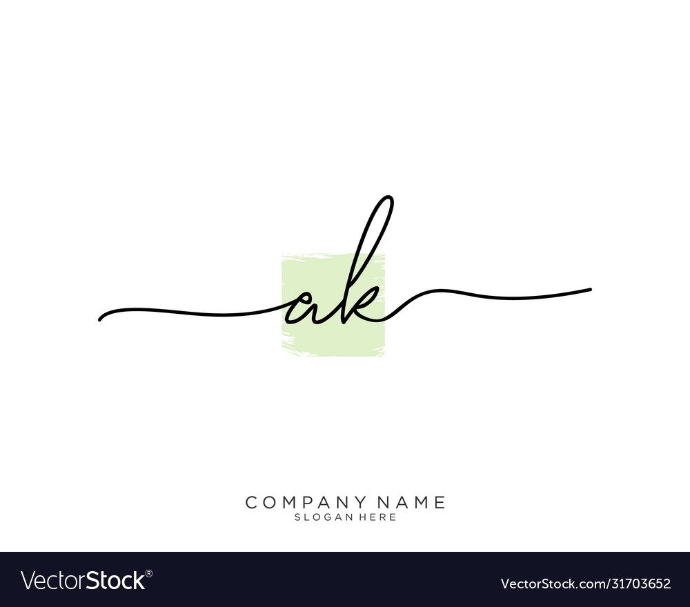 Ak initial handwriting logo design