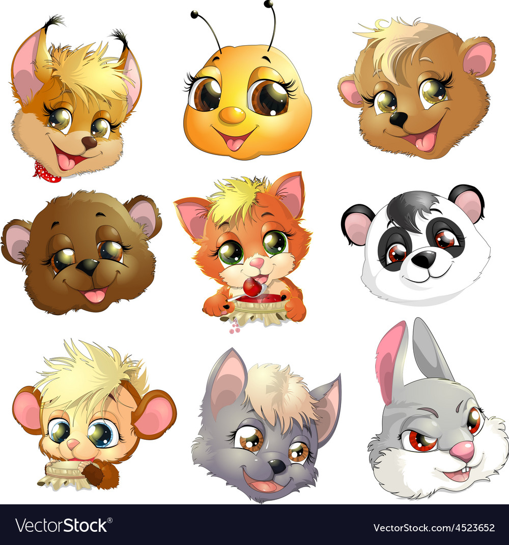 Animal faces Royalty Free Vector Image - VectorStock