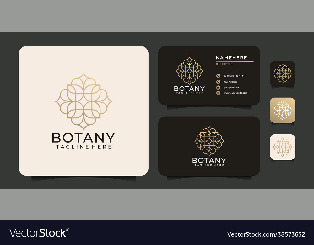 Minimalist golden botany ornament spa beauty logo