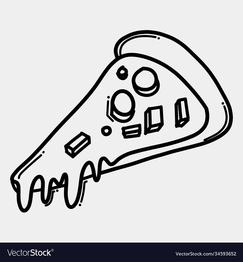 Pizza doodle icon drawing sketch hand drawn line Vector Image