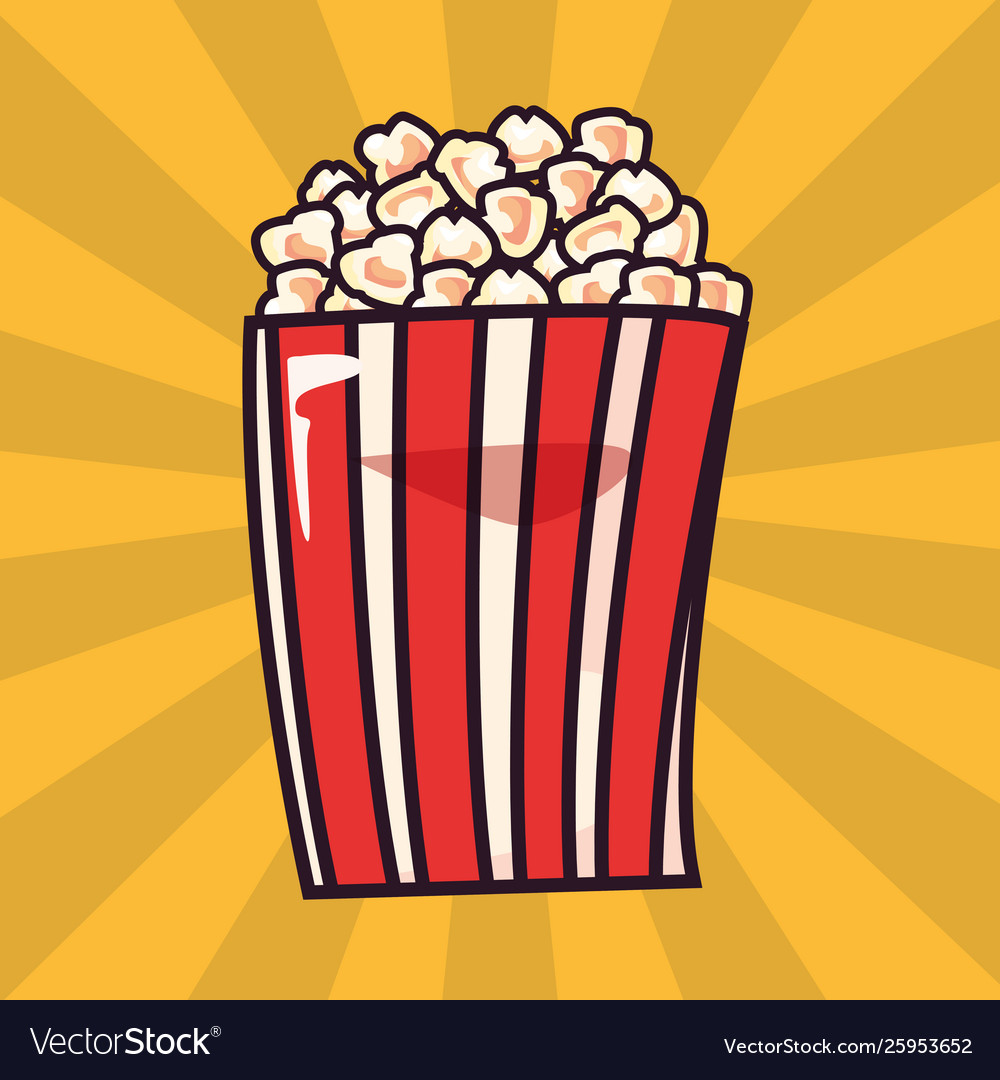 Pop corn comic art on white background