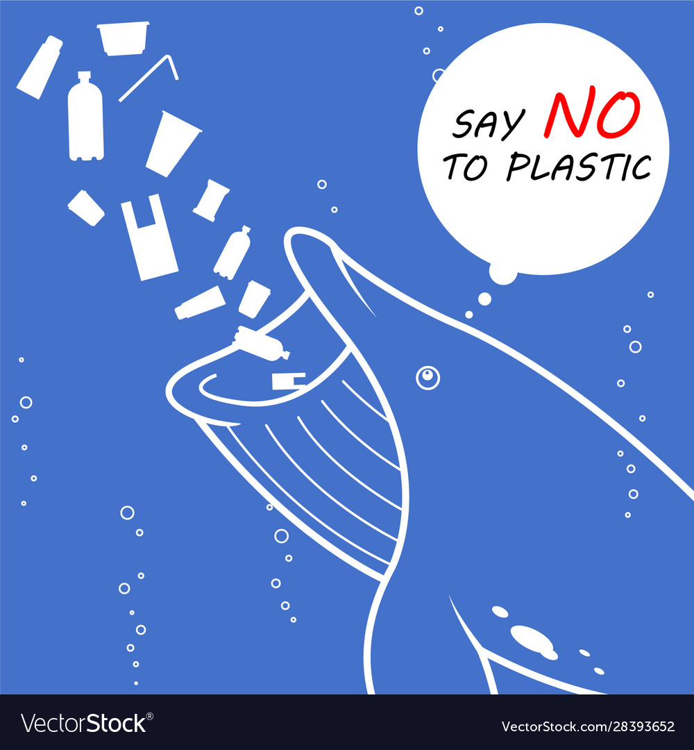 Say no to plastic with whale eatting plastic Vector Image