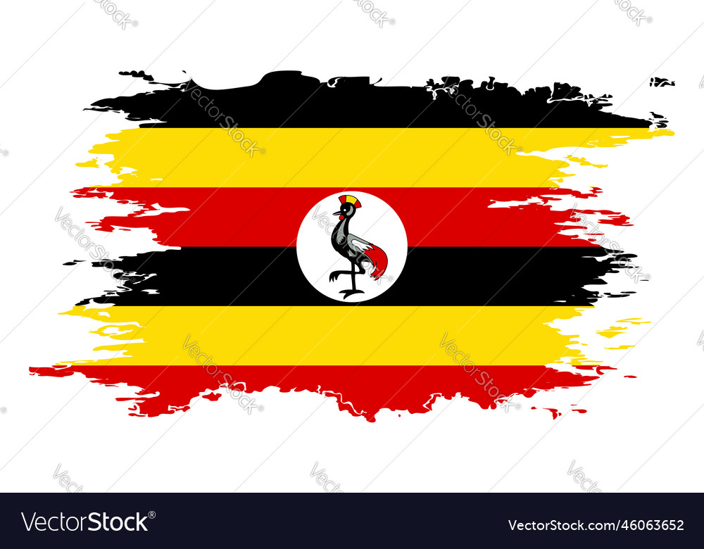 Uganda flag grunge brush color image Royalty Free Vector