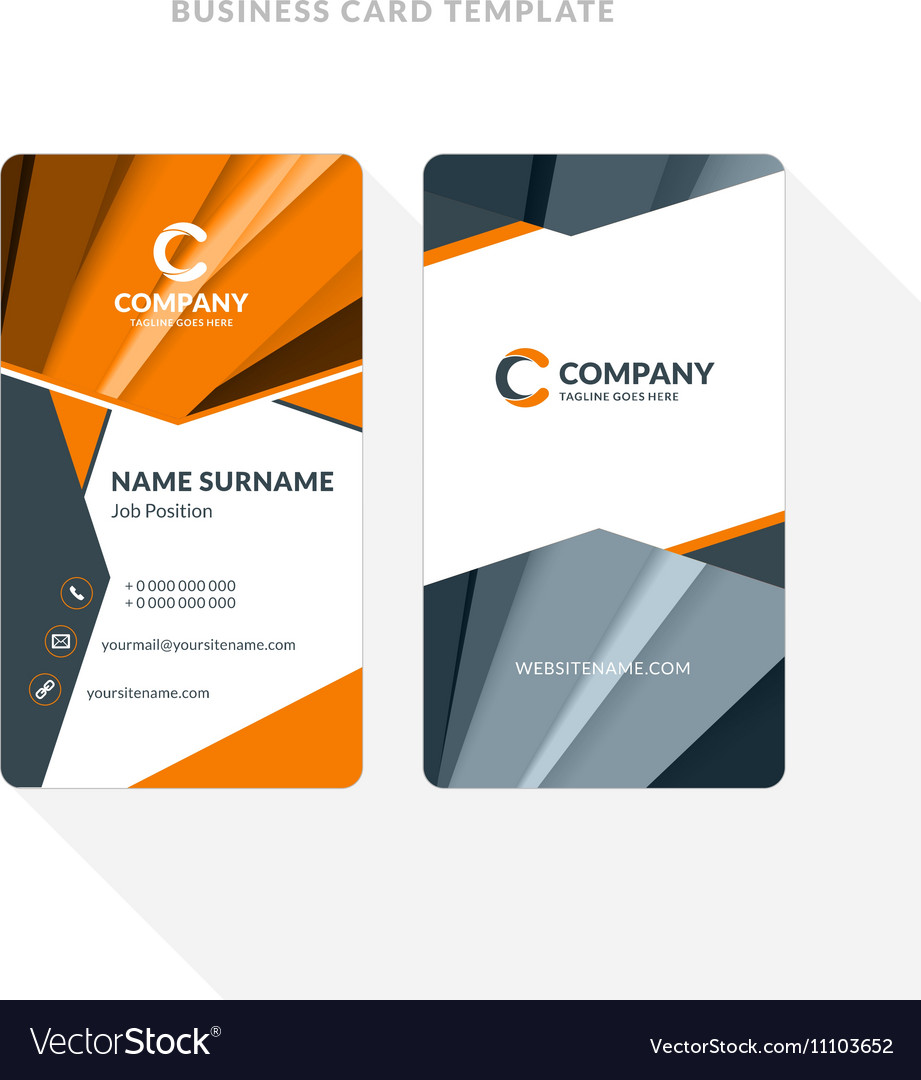 Vertical double-sided business card template Vector Image In Double Sided Business Card Template Illustrator