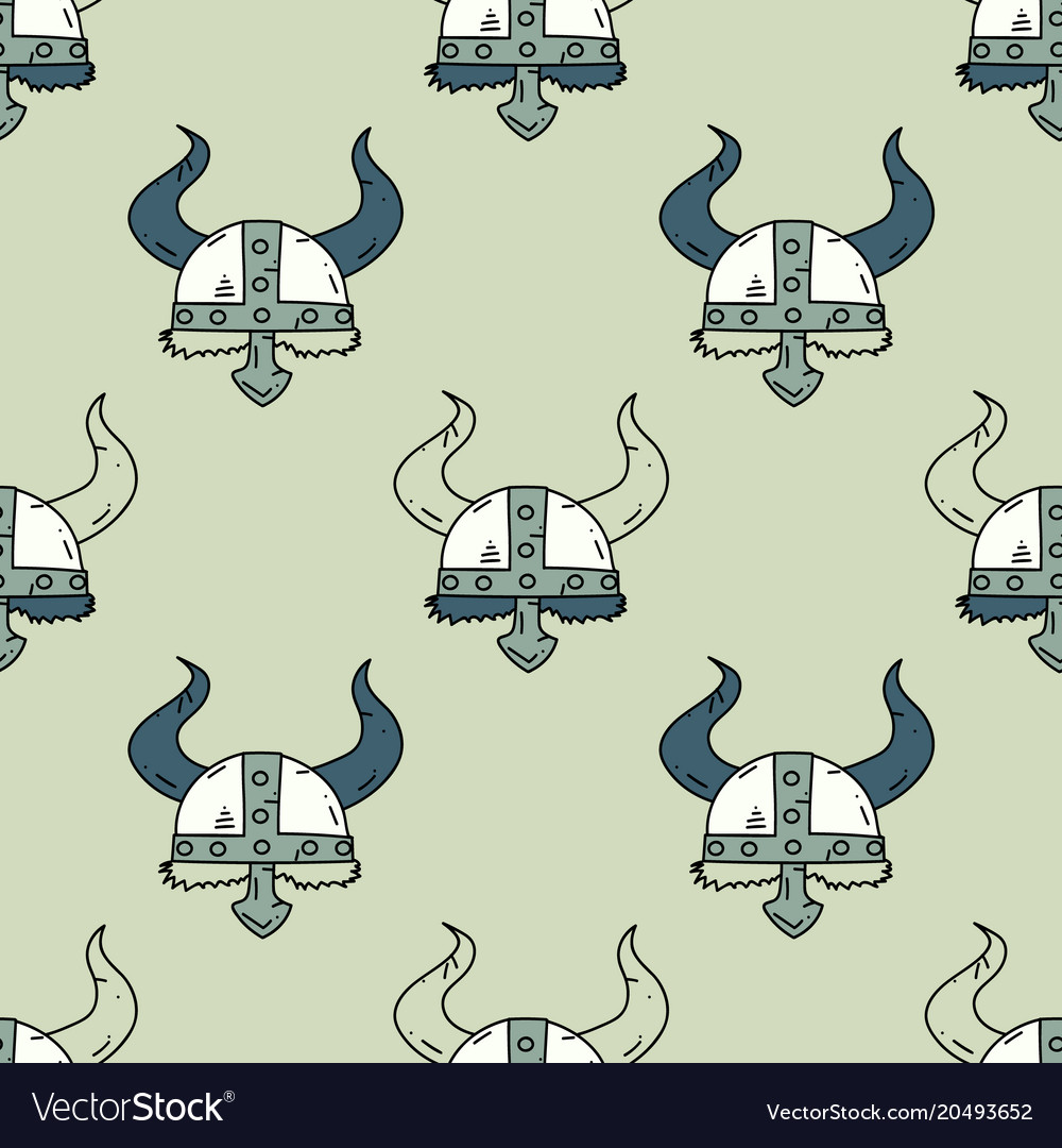 Viking helmet seamless pattern