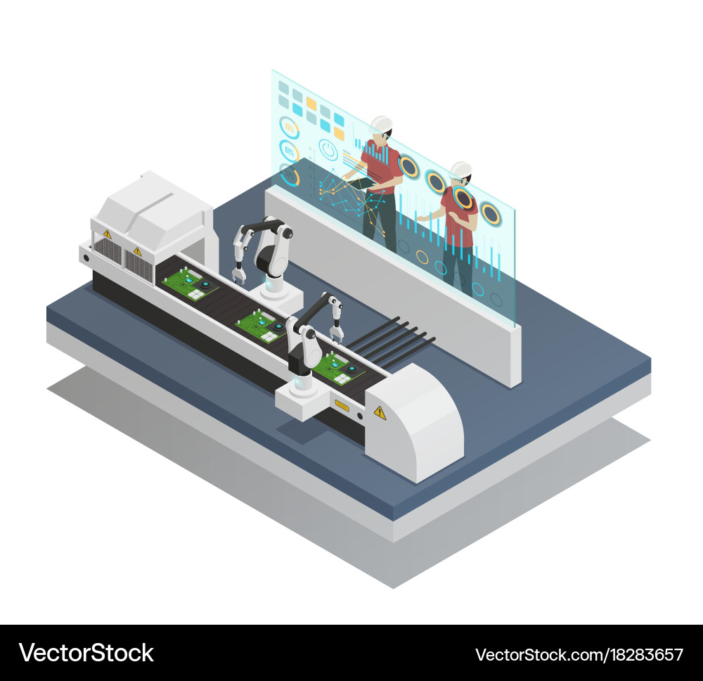 Augmented reality isometric composition Royalty Free Vector