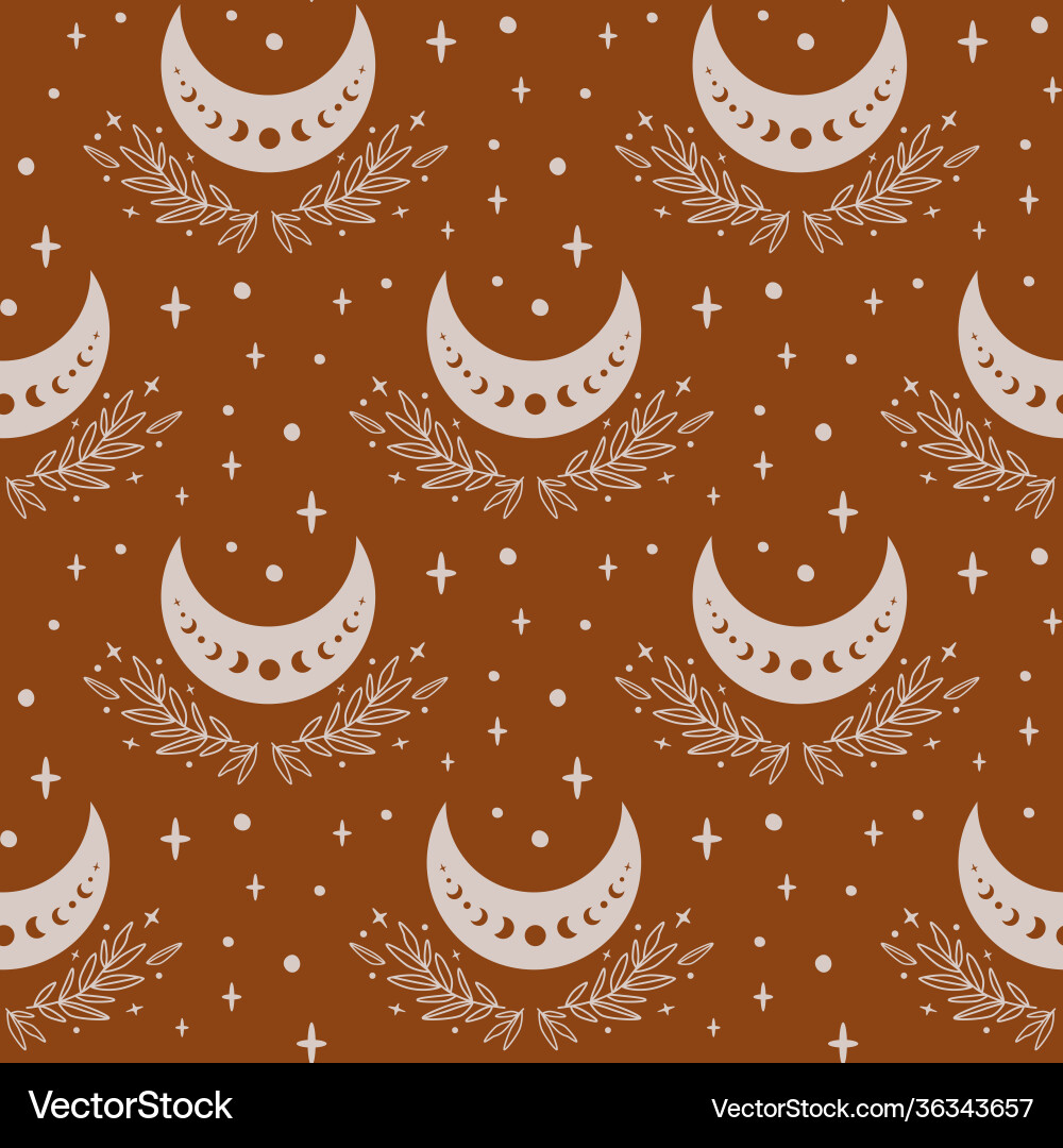 Boho moon pattern ethnic moon seamless pattern Vector Image