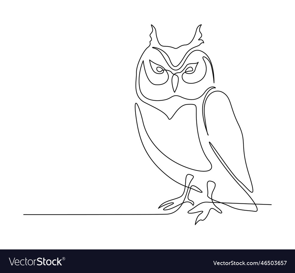 Continuous one line drawing of owl bird simple