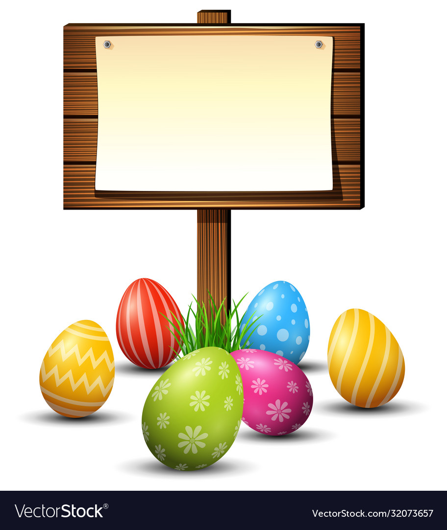 Easter eggs with wooden board