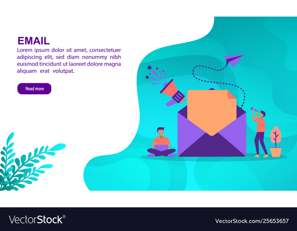 Email concept with character template for banner Vector Image