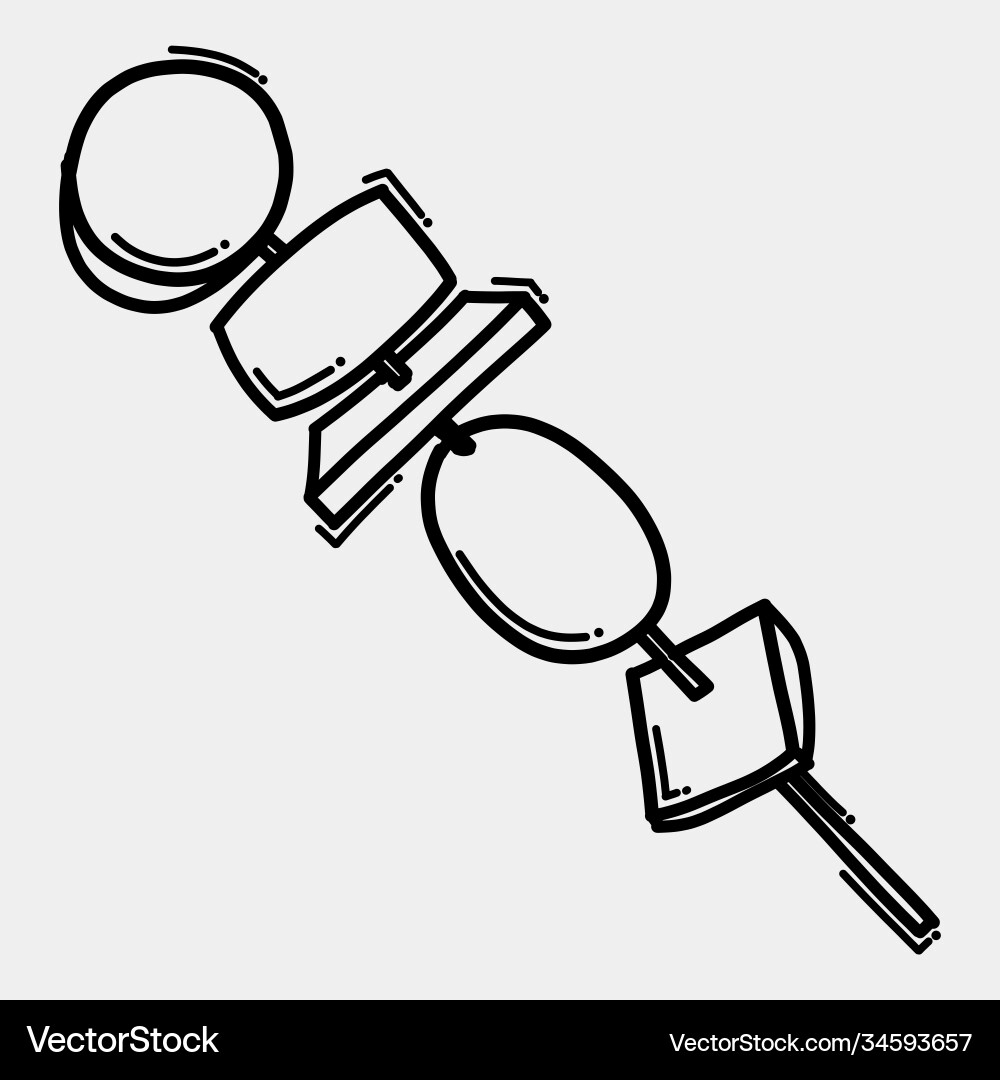 Grilled skewer doodle icon drawing sketch hand Vector Image