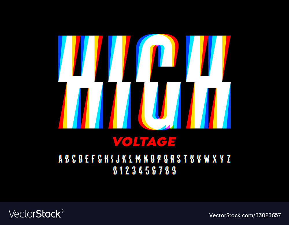 High voltage style font design alphabet letters vector image High voltage style font design alphabet letters