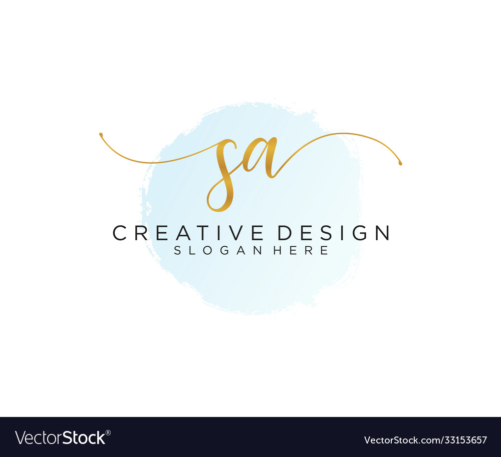 Initial sa handwriting logo with watercolor Vector Image