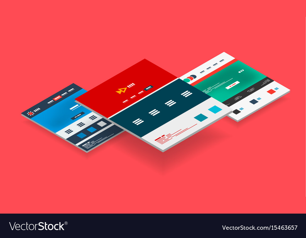 Isometrisches Konzept der Web site Designvorlagen