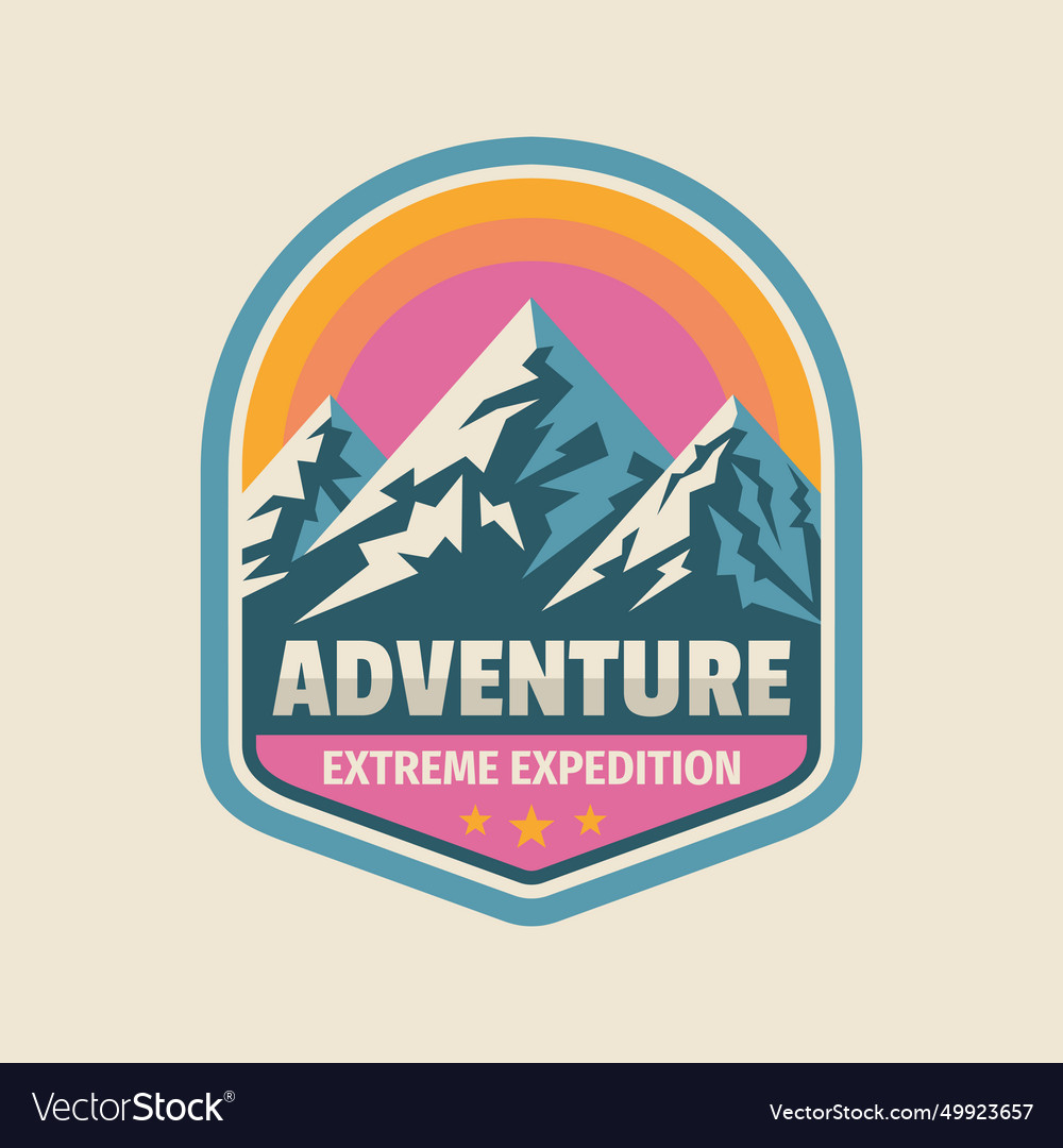 Mountain logo badge graphic design Royalty Free Vector Image