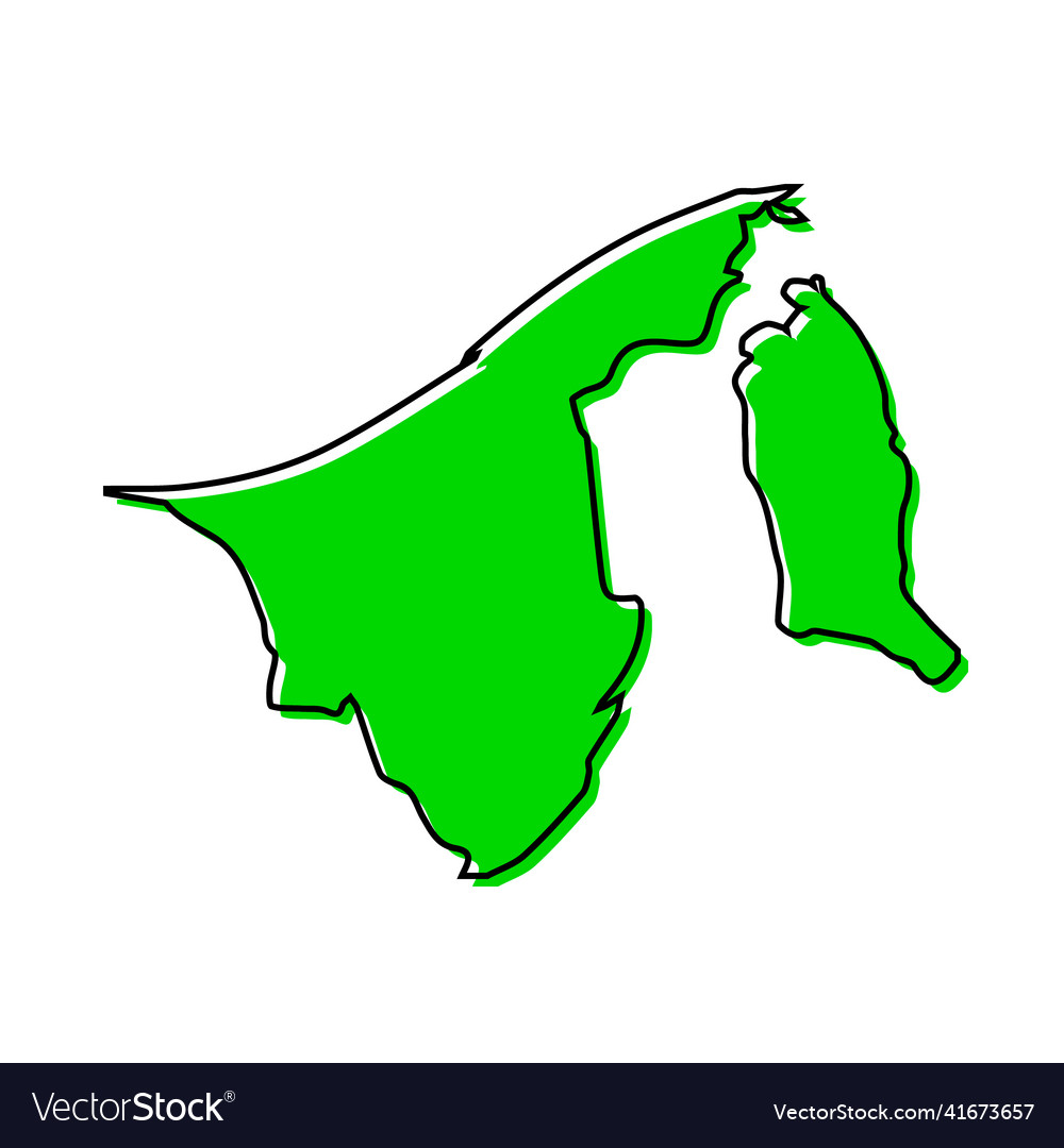 Simple outline map of brunei stylized line design Vector Image