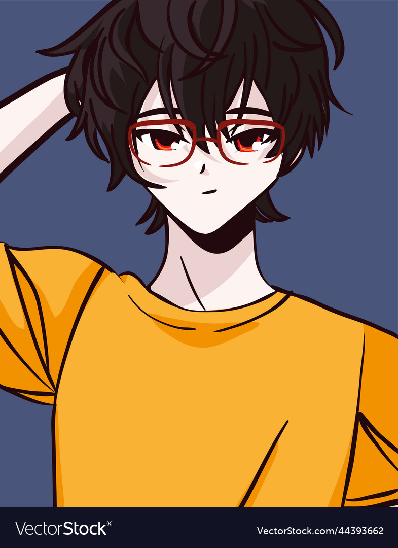 anime boy with glasses