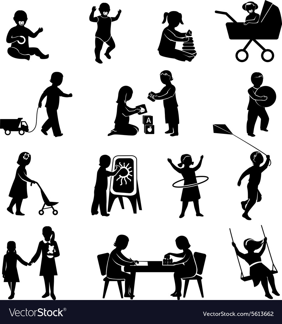 Children black set Royalty Free Vector Image - VectorStock