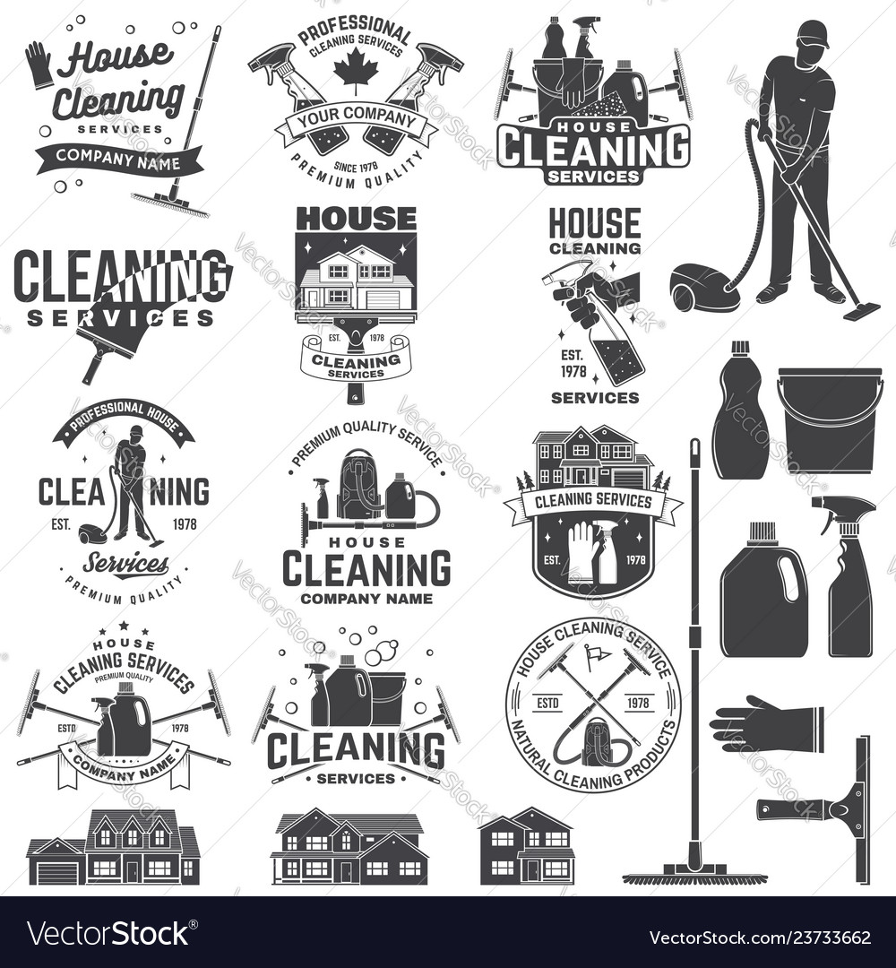 Cleaning company badge emblem Royalty Free Vector Image