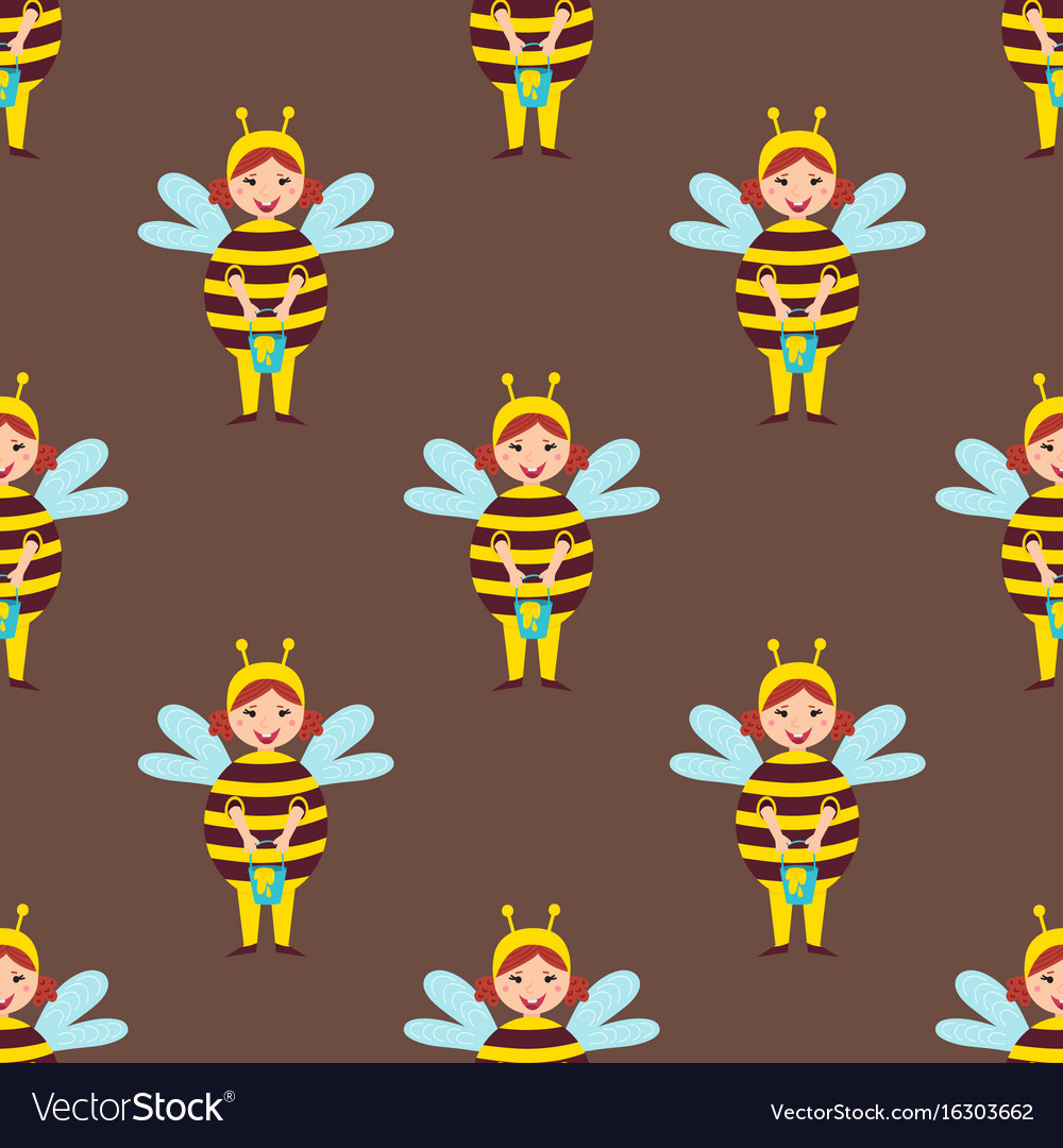 Cute bee kids wearing costume characters