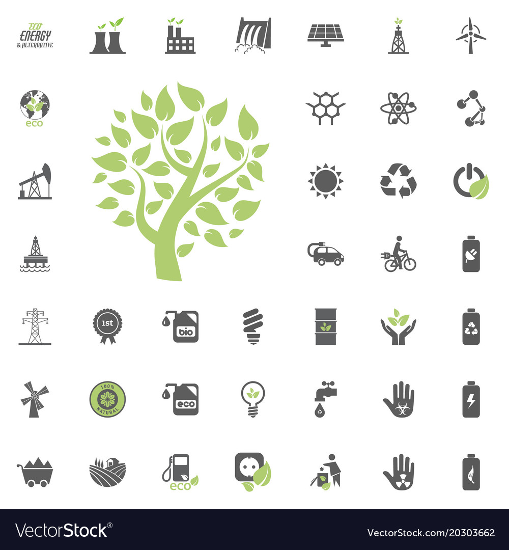 Eco tree icon and alternative energy