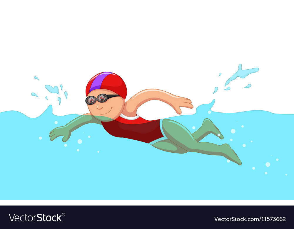 Funny Cartoon Girl Swimmer In The Swimming Pool Vector Image | My XXX ...