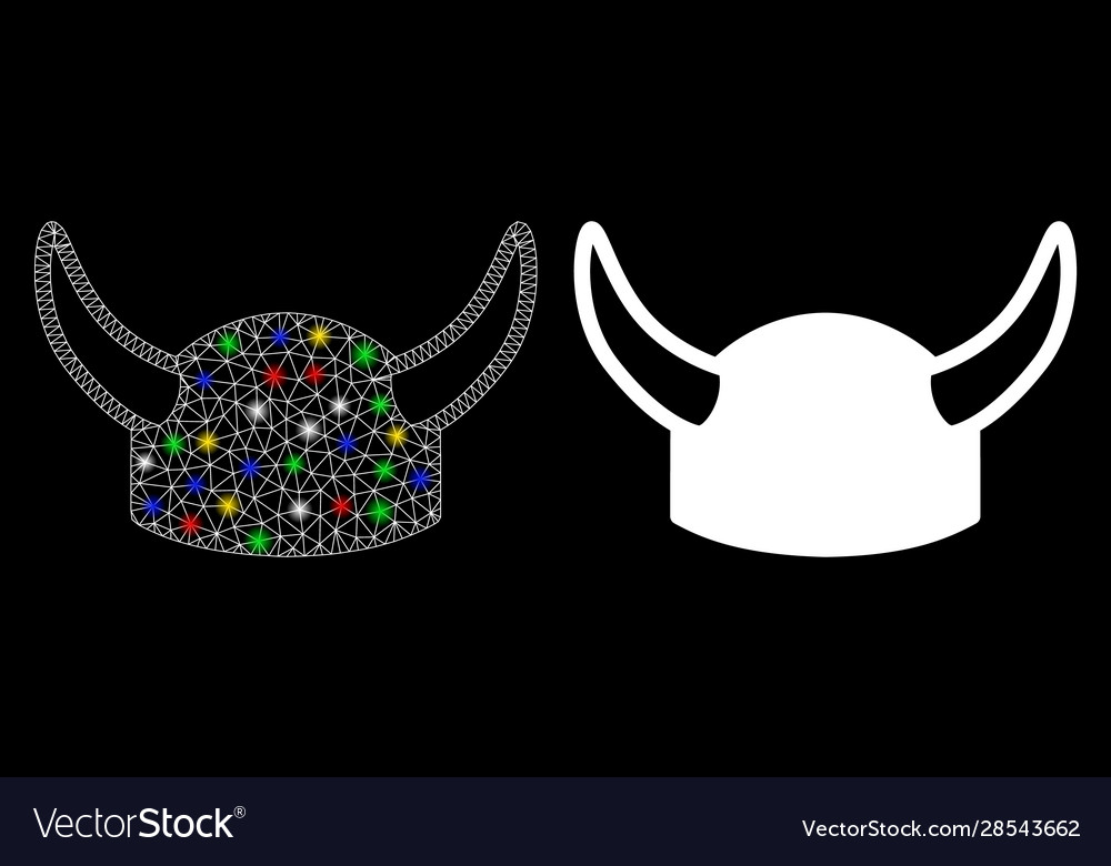 Glowing mesh 2d horned helmet icon with flare