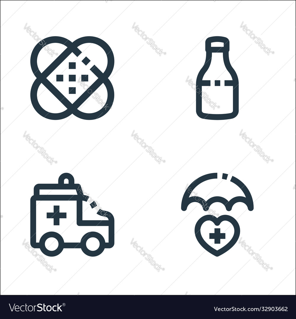 Medical kit line icons linear set quality