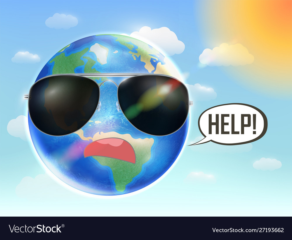 Planet earth globe need help from global warming