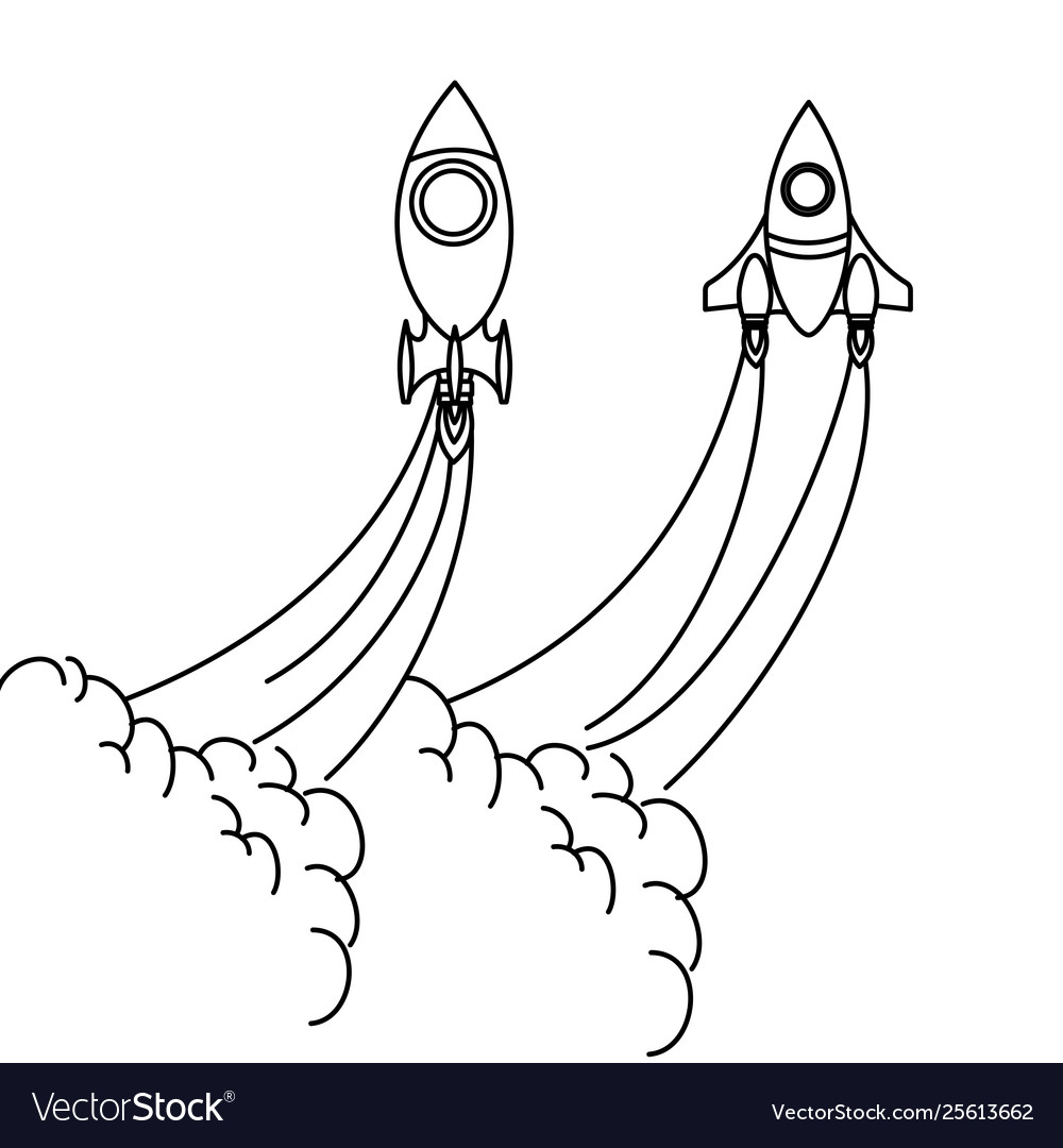 Rockets taking off in white background